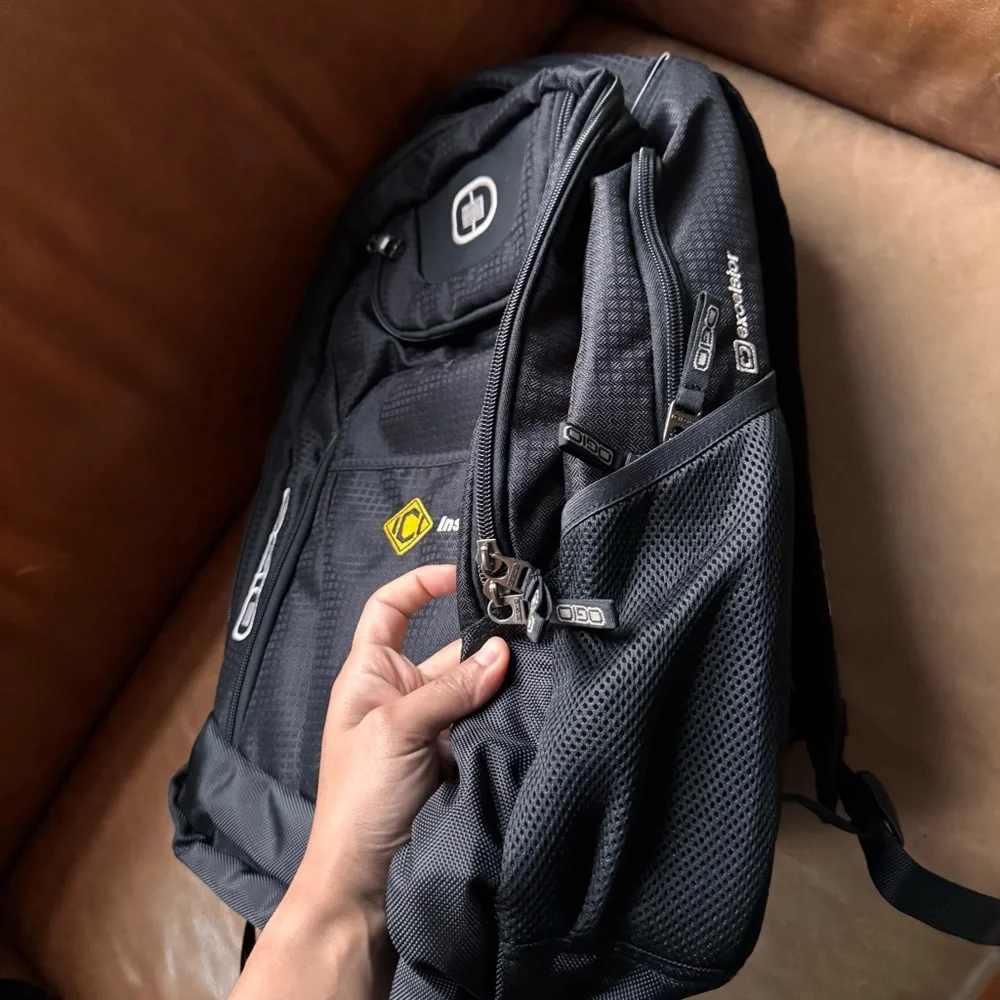 Ogio Black Excelsior backpack laptop bag work school bottle storage pockets